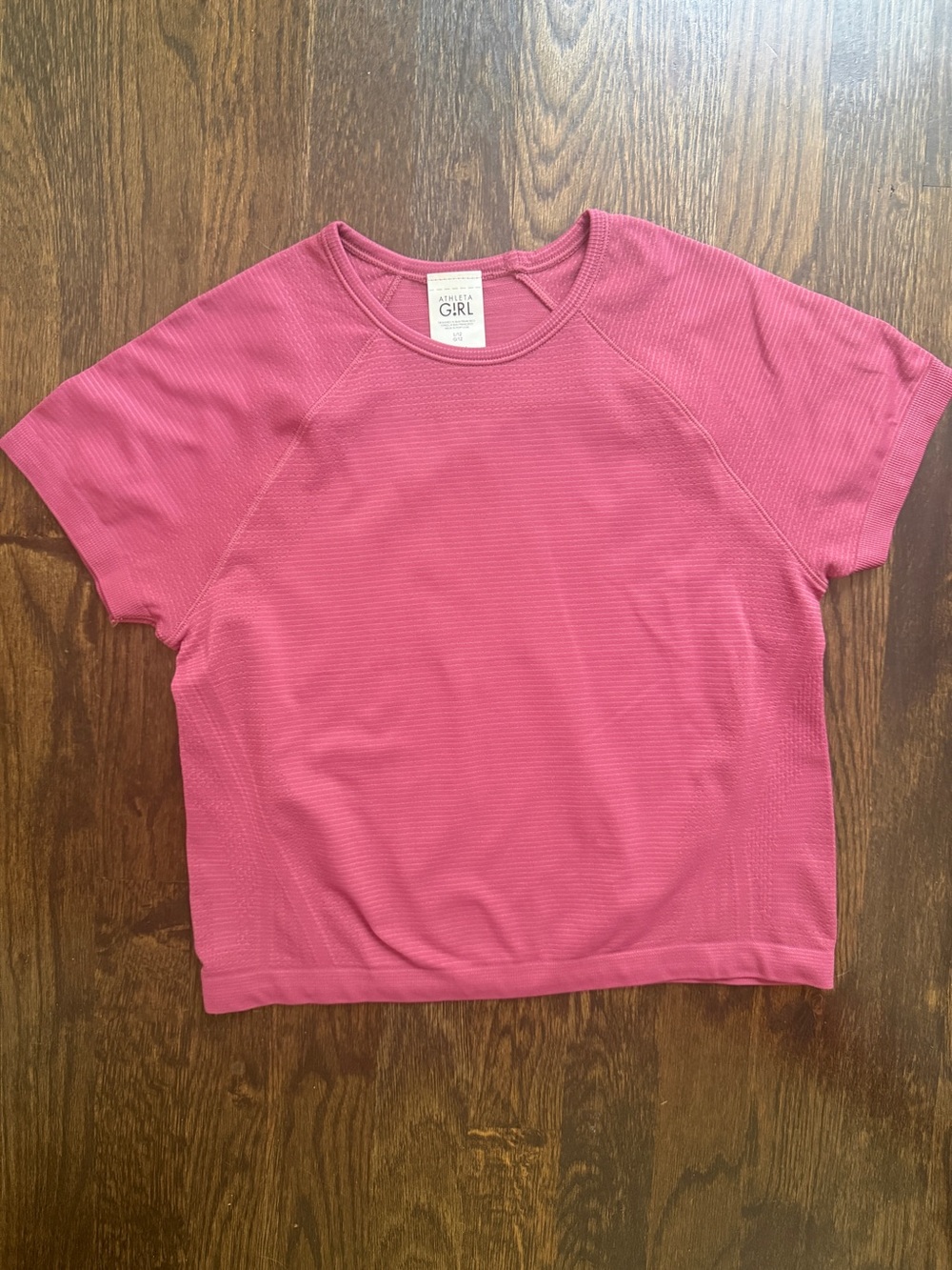 Athleta Girl Short-Sleeve Pink/Maroon Active Tee (Cropped length)